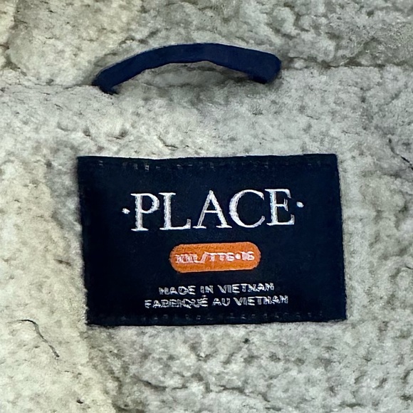 PLACE Warm Blue Winter Parka Coat with Faux Fur Lined Hood Boys Size XXL (16) - Picture 5 of 9